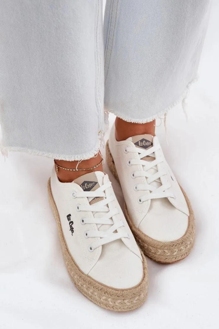 Lee Cooper Trampki Damskie Niskie*Trampki Damskie Z Plecionką LCW-25-44-3217 Białe Biały