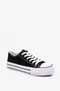 Damskie Boto Trampki Klasyczne Niskie Na Platformie Czarne Jazlyn