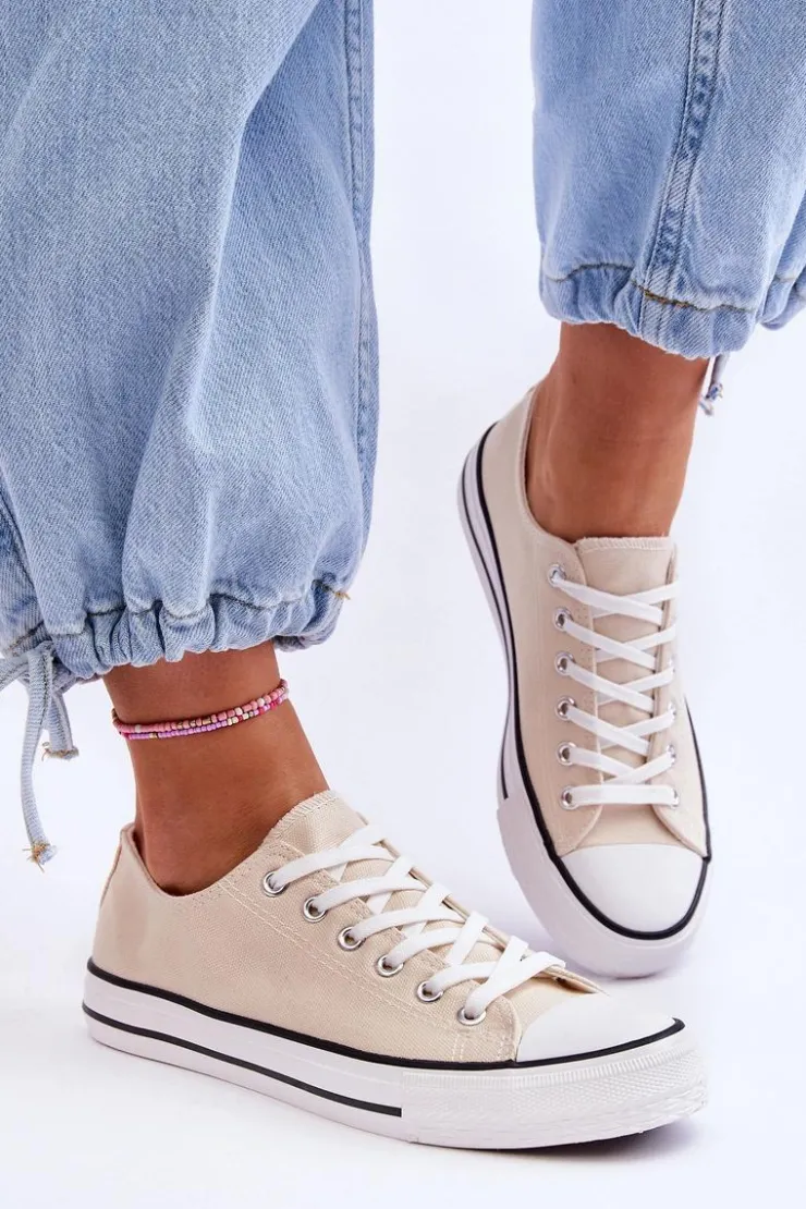 Boto Trampki Damskie Niskie*Trampki Klasyczne Niskie Damskie Jasnobeżowe Vegas