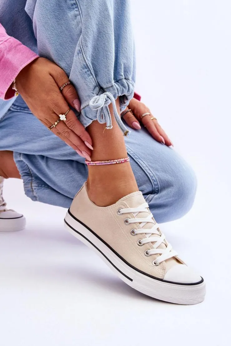 Boto Trampki Damskie Niskie*Trampki Klasyczne Niskie Damskie Jasnobeżowe Vegas