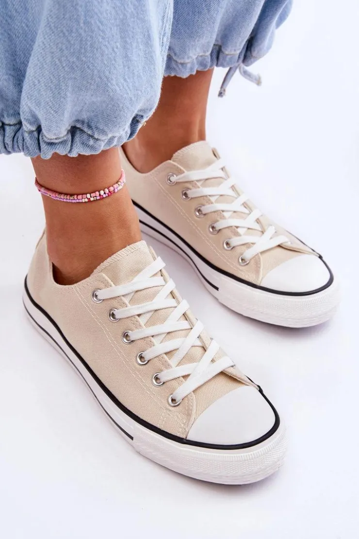 Boto Trampki Damskie Niskie*Trampki Klasyczne Niskie Damskie Jasnobeżowe Vegas