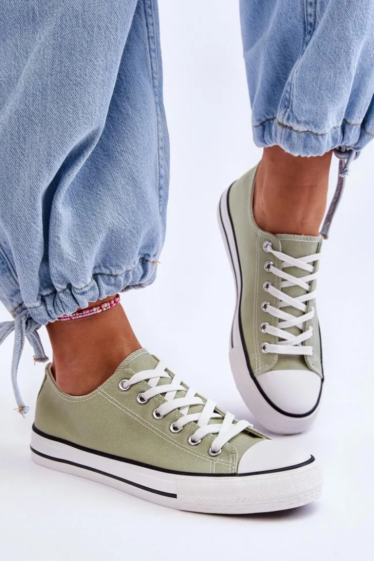 Damskie Boto Trampki Klasyczne Niskie Damskie Jasnozielone Vegas