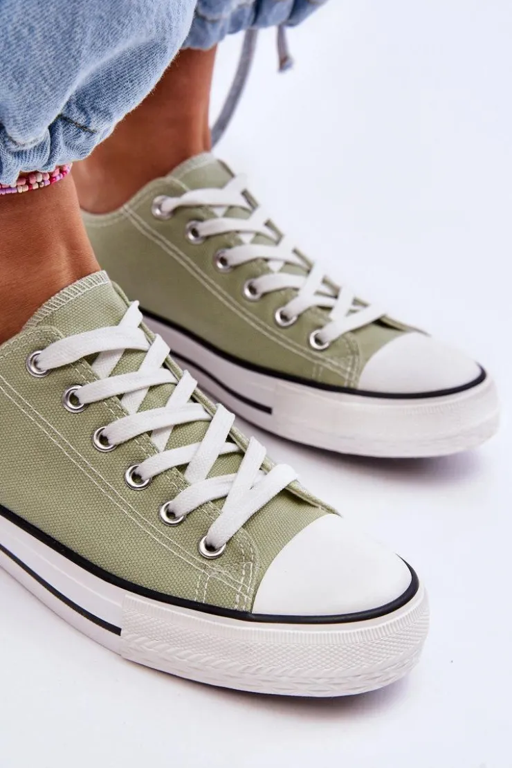 Damskie Boto Trampki Klasyczne Niskie Damskie Jasnozielone Vegas