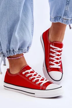 Damskie Boto Trampki Klasyczne Niskie Damskie Czerwone Vegas