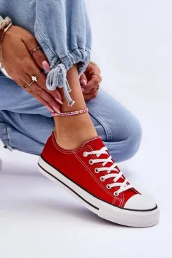 Damskie Boto Trampki Klasyczne Niskie Damskie Czerwone Vegas