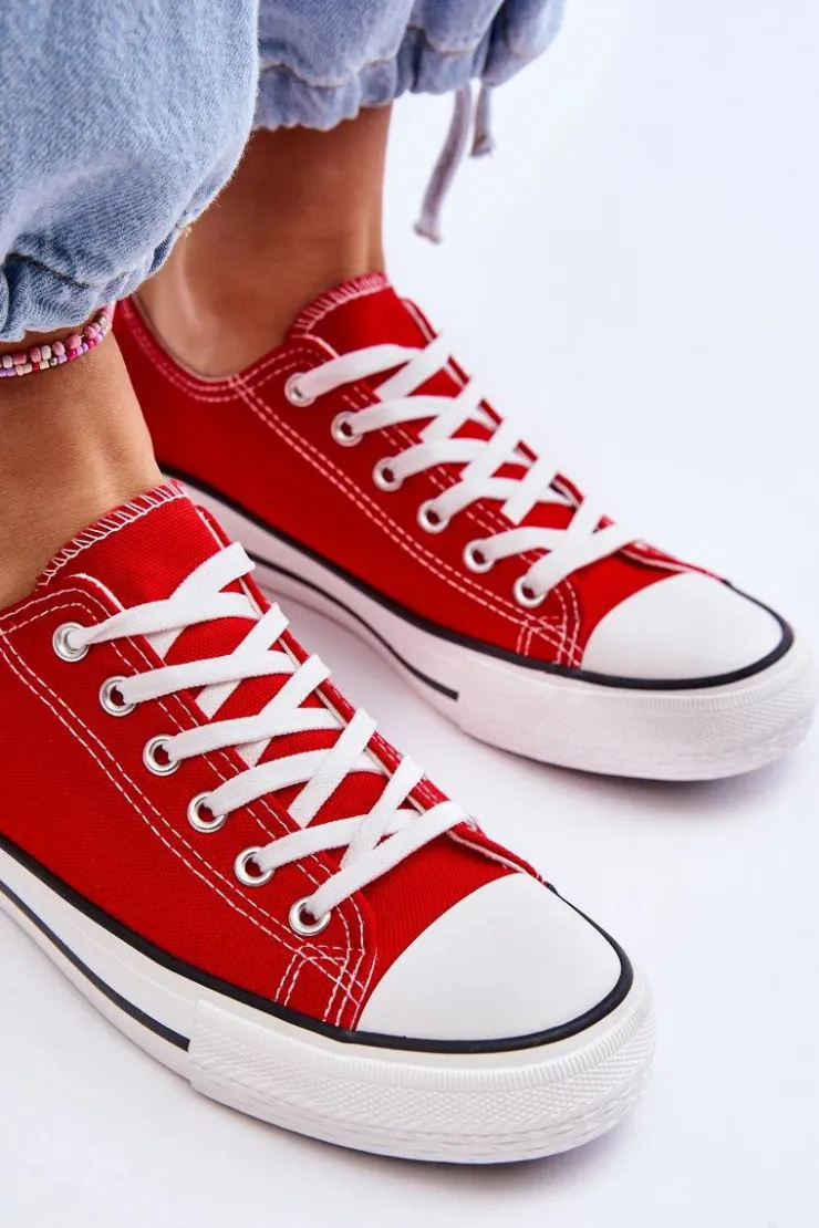 Damskie Boto Trampki Klasyczne Niskie Damskie Czerwone Vegas