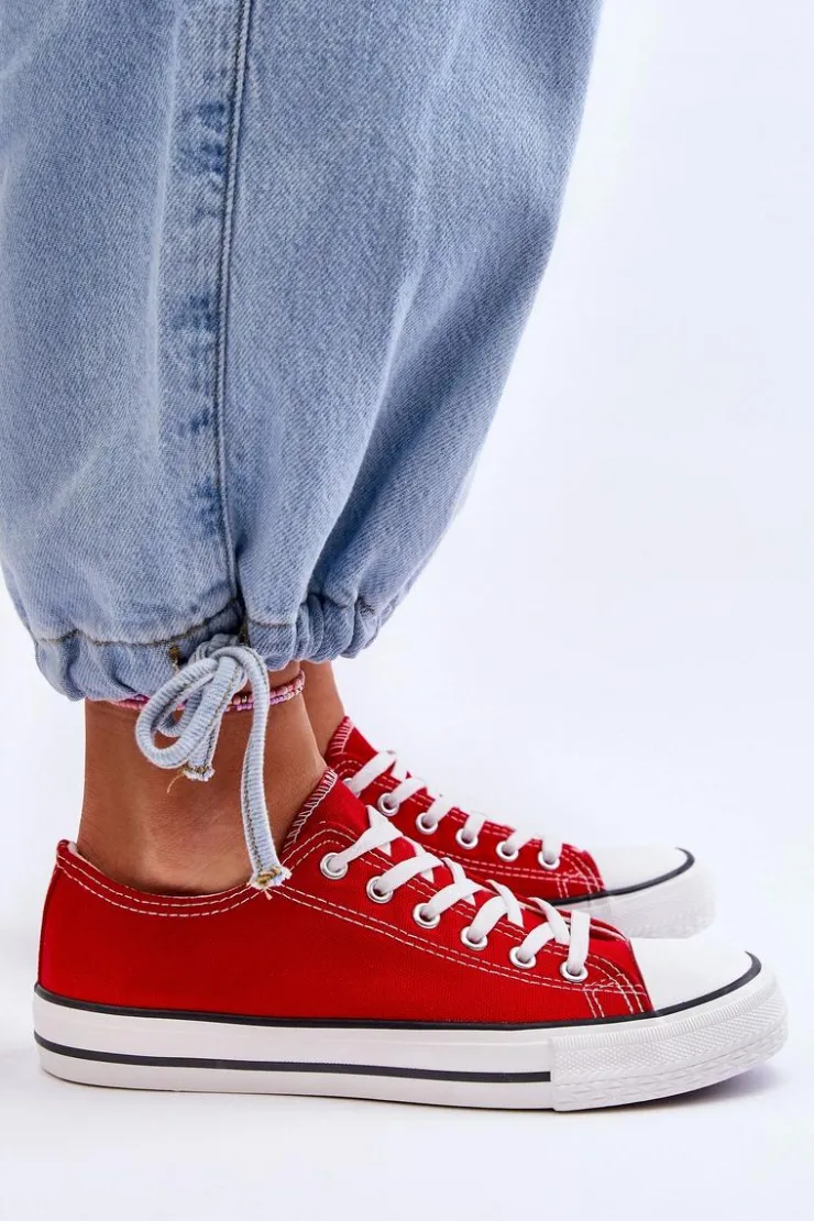 Damskie Boto Trampki Klasyczne Niskie Damskie Czerwone Vegas