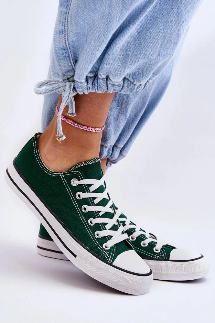 Damskie Boto Trampki Klasyczne Niskie Damskie Zielone Vegas