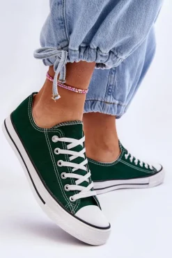 Damskie Boto Trampki Klasyczne Niskie Damskie Zielone Vegas