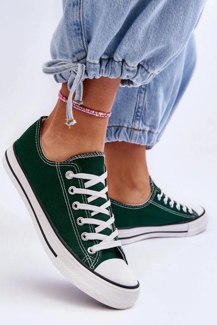 Damskie Boto Trampki Klasyczne Niskie Damskie Zielone Vegas