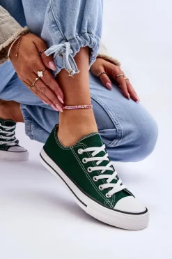 Damskie Boto Trampki Klasyczne Niskie Damskie Zielone Vegas