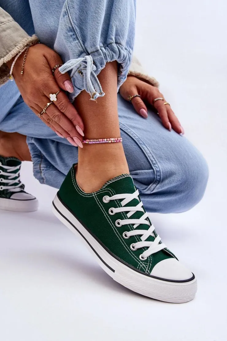 Damskie Boto Trampki Klasyczne Niskie Damskie Zielone Vegas