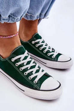 Damskie Boto Trampki Klasyczne Niskie Damskie Zielone Vegas