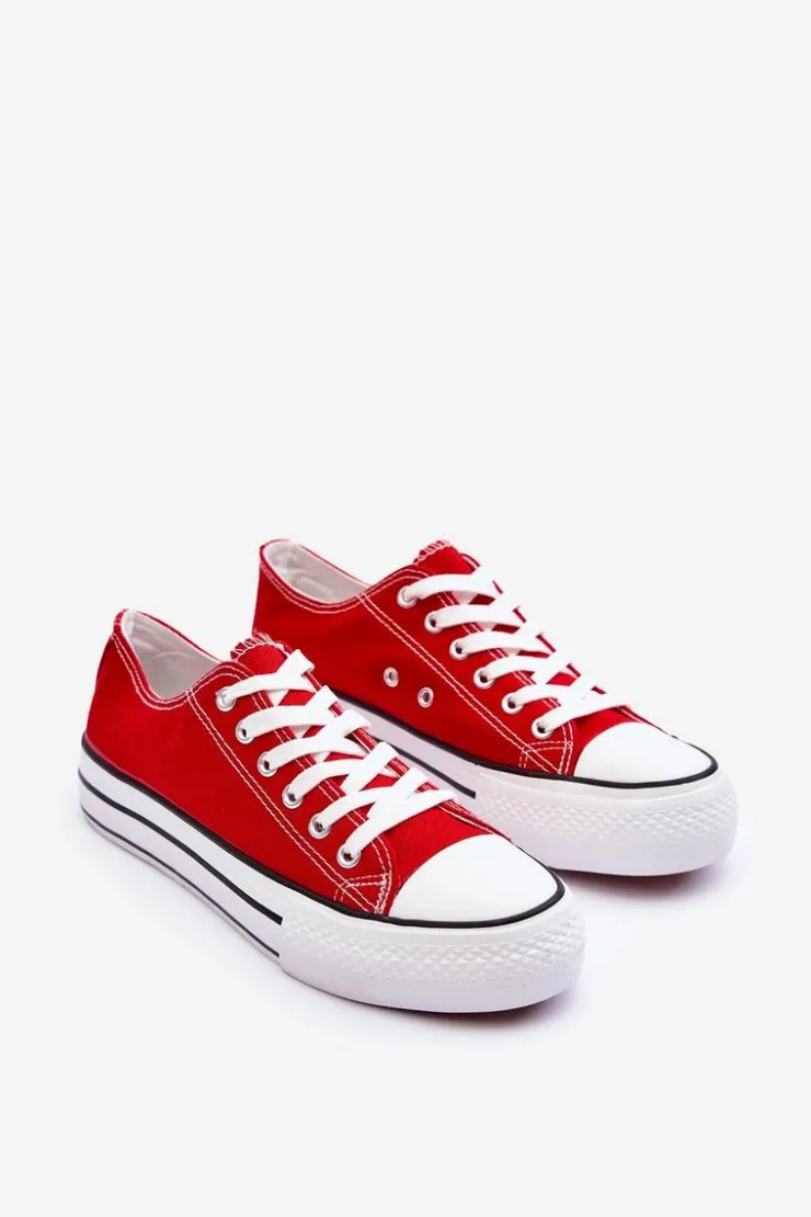 Boto Trampki Klasyczne Niskie Na Platformie Czerwone Jazlyn