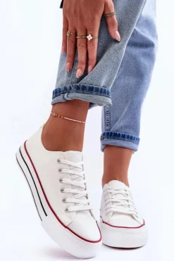 Sale Boto Trampki Klasyczne Niskie Na Platformie Białe Jazlyn Biały