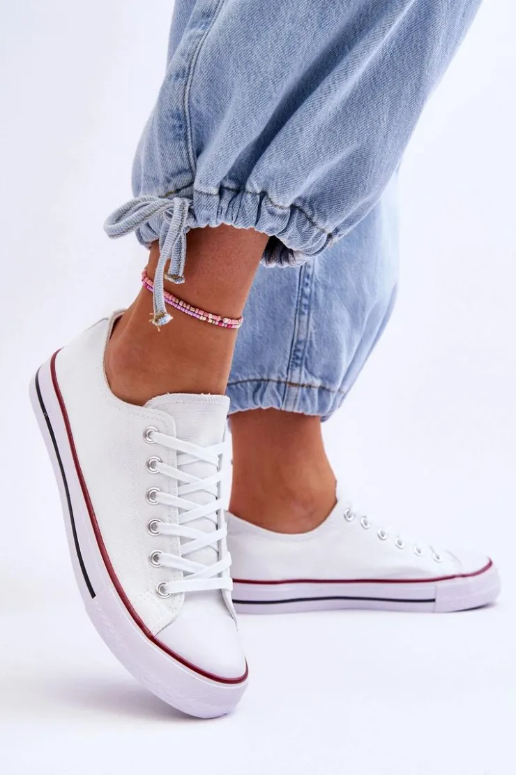 Sale Boto Trampki Klasyczne Niskie Damskie Białe Vegas Biały