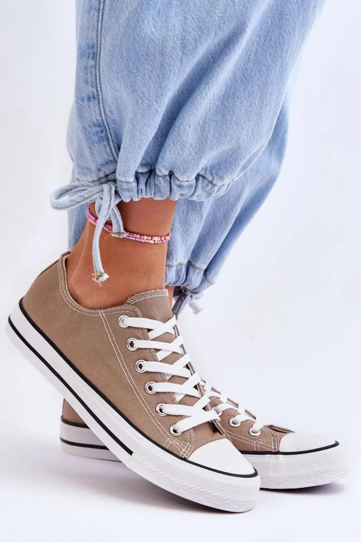 Damskie Boto Trampki Klasyczne Niskie Damskie Beżowe Vegas