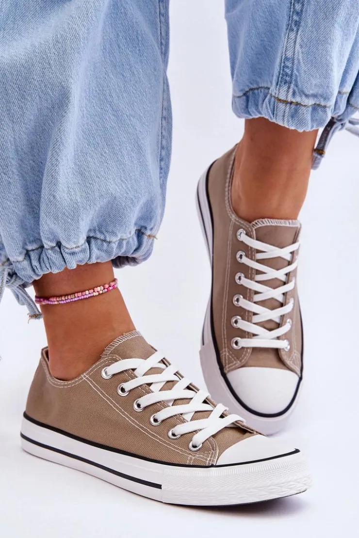 Damskie Boto Trampki Klasyczne Niskie Damskie Beżowe Vegas