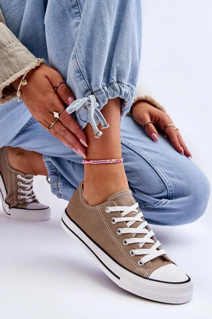 Damskie Boto Trampki Klasyczne Niskie Damskie Beżowe Vegas