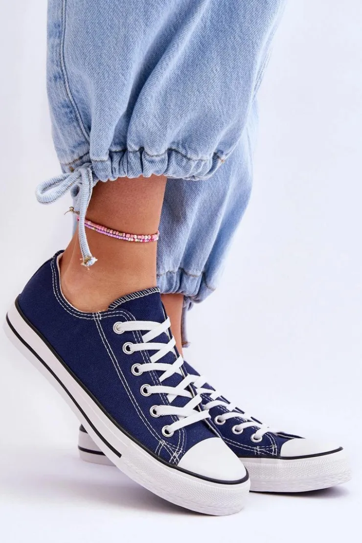 Damskie Boto Trampki Klasyczne Niskie Damskie Granatowe Vegas