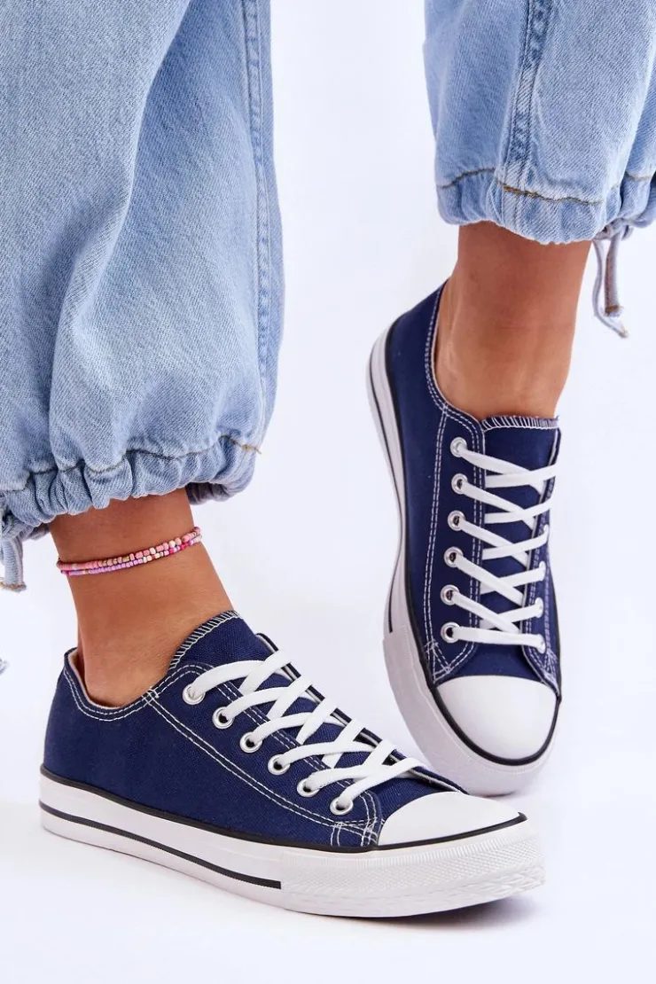 Damskie Boto Trampki Klasyczne Niskie Damskie Granatowe Vegas