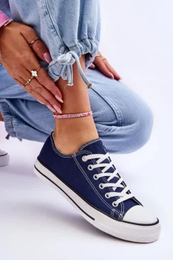 Damskie Boto Trampki Klasyczne Niskie Damskie Granatowe Vegas