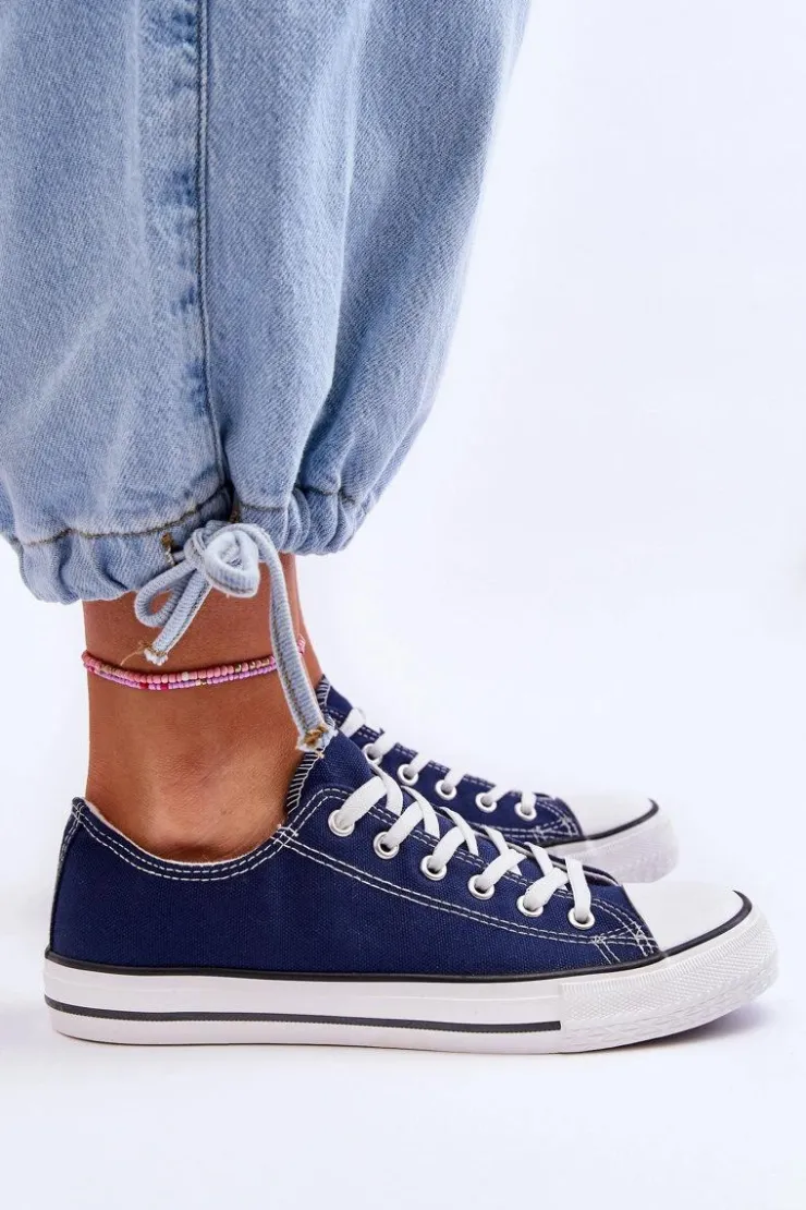 Damskie Boto Trampki Klasyczne Niskie Damskie Granatowe Vegas