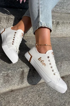 Damskie Lee Cooper Trampki Materiałowe Damskie LCW-25-31-3428L Białe