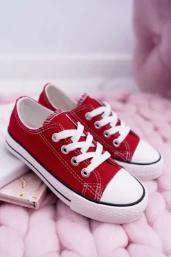 Damskie Boto Trampki Młodzieżowe Buty Czerwone Filemon