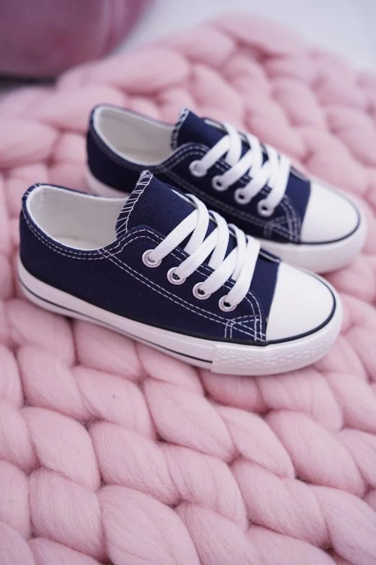 Boto Trampki Damskie Niskie*Trampki Młodzieżowe Buty Granatowe Filemon