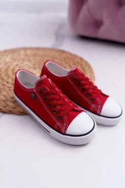 Boto Trampki Młodzieżowe Damskie Buty Czerwone Justika