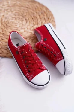 Boto Trampki Młodzieżowe Damskie Buty Czerwone Justika