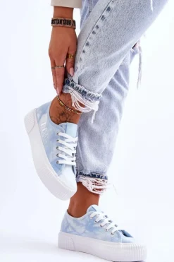 Damskie Lee Cooper Trampki Na Platformie LCW-23-31-1782L Niebieskie