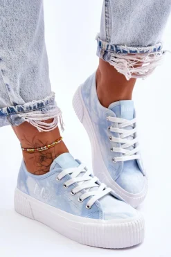 Damskie Lee Cooper Trampki Na Platformie LCW-23-31-1782L Niebieskie