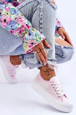 Sale Lee Cooper Trampki Na Platformie LCW-23-31-1781L Różowe