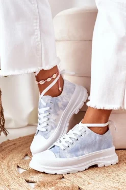 Boto Trampki Na Platformie Niebieskie Z Efektem Tie-Dye Travel Time