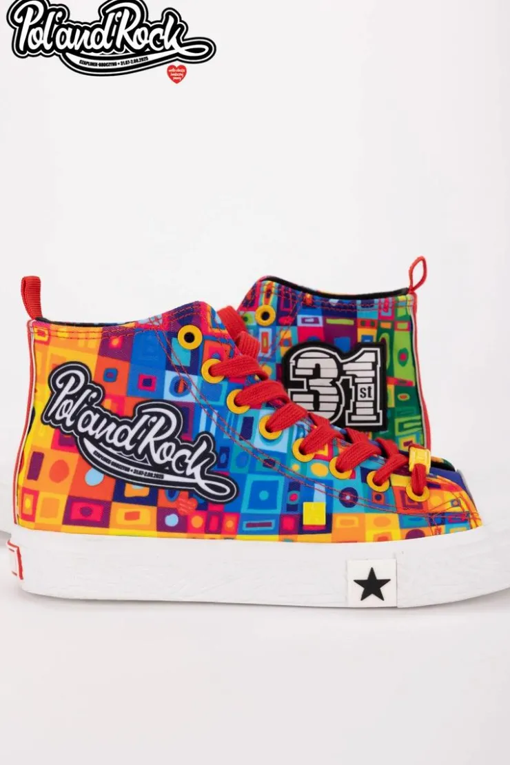 Damskie Big Star Shoes Trampki Pol'and'Rock Festival X Big Star SS174504 Zielono-Żółte