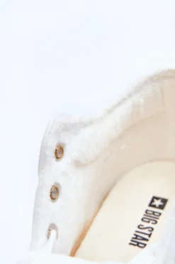 Big Star Shoes Trampki Damskie Big Star|Trampki Damskie Wysokie*Trampki Skórzane Damskie Na Koturnie Big Star MM274002 Białe