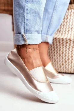 Boto Trampki Damskie Slip-On|Trampki Damskie Niskie*Trampki Slip On Wsuwane Złote Tenisówki Justy