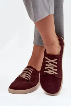 New Zazoo Trampki Typu Barefoot Z Naturalnego Zamszu 314 Bordowe Czerwony