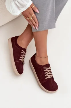 New Zazoo Trampki Typu Barefoot Z Naturalnego Zamszu 314 Bordowe Czerwony