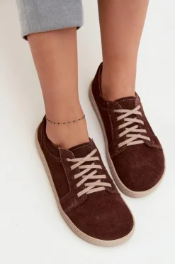 Damskie Zazoo Trampki Typu Barefoot Z Naturalnego Zamszu 314 Czekoladowe