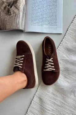 Damskie Zazoo Trampki Typu Barefoot Z Naturalnego Zamszu 314 Czekoladowe