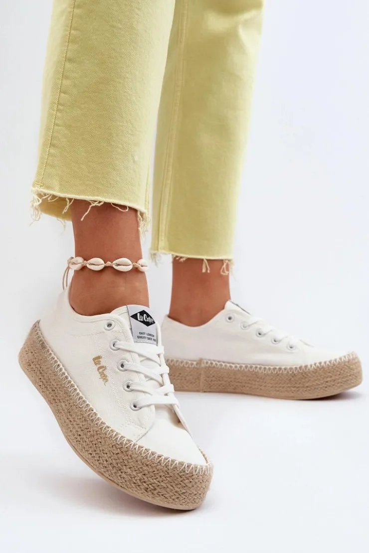 Lee Cooper Trampki Damskie Niskie*Trampki Z Plecionką LCW-24-44-2410 Białe