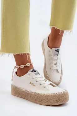Lee Cooper Trampki Damskie Niskie*Trampki Z Plecionką LCW-24-44-2410 Białe