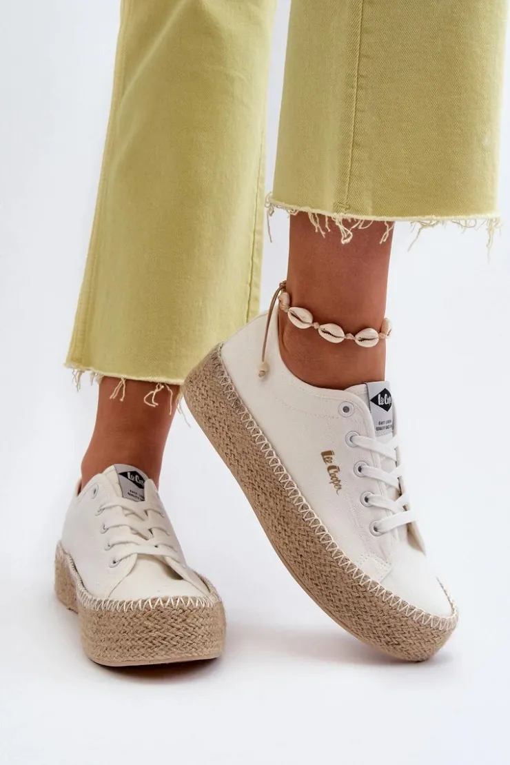 Lee Cooper Trampki Damskie Niskie*Trampki Z Plecionką LCW-24-44-2410 Białe