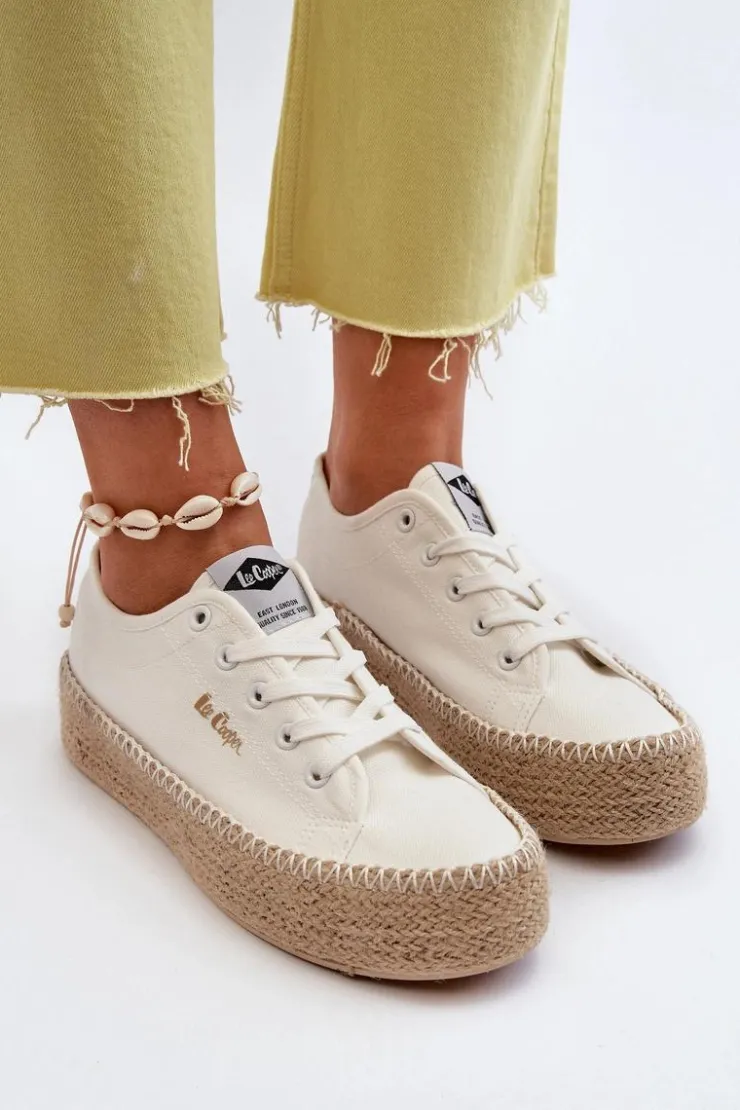 Lee Cooper Trampki Damskie Niskie*Trampki Z Plecionką LCW-24-44-2410 Białe
