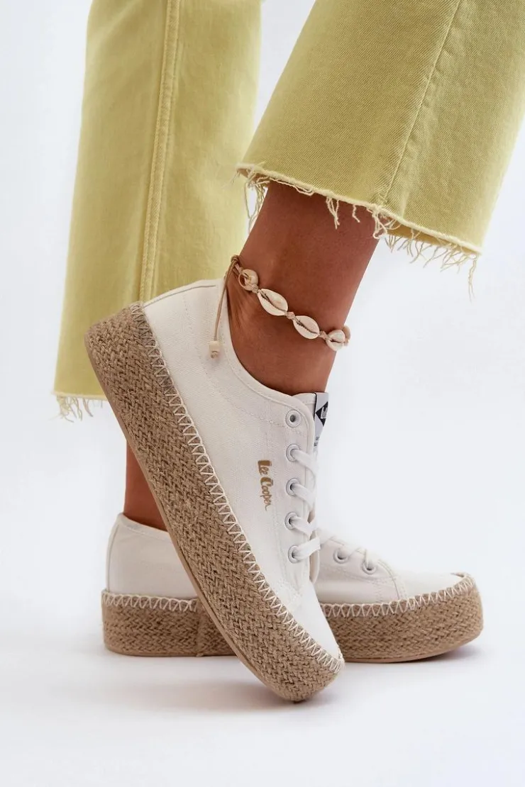 Lee Cooper Trampki Damskie Niskie*Trampki Z Plecionką LCW-24-44-2410 Białe