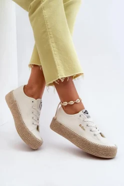 Lee Cooper Trampki Damskie Niskie*Trampki Z Plecionką LCW-24-44-2410 Białe