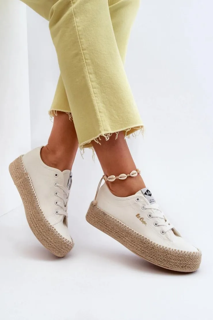 Lee Cooper Trampki Damskie Niskie*Trampki Z Plecionką LCW-24-44-2410 Białe